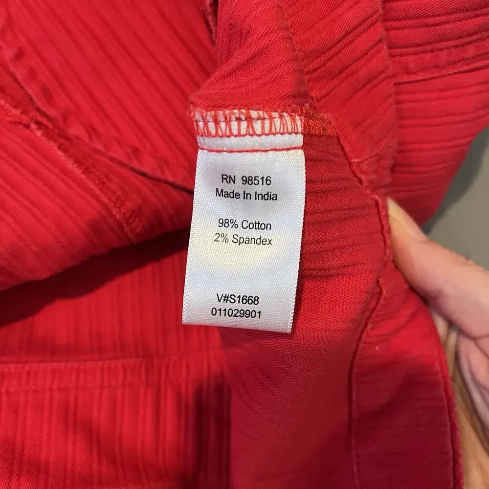 Coldwater Creek Denim Jacket Red Ribbed Women's 16 Button Front Stretch Western - Picture 9 of 10